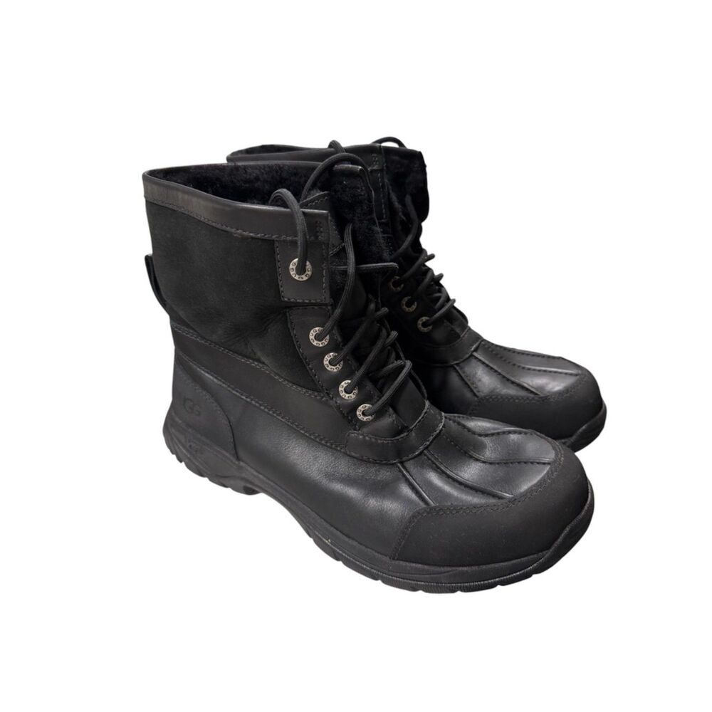 UGG Australia Waterproof Black Leather Winter Snow Boots Vibram Sole
